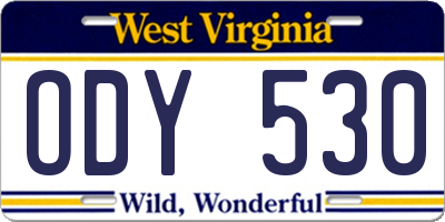 WV license plate ODY530