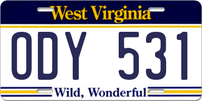 WV license plate ODY531