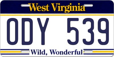WV license plate ODY539