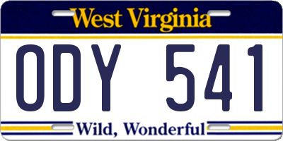 WV license plate ODY541