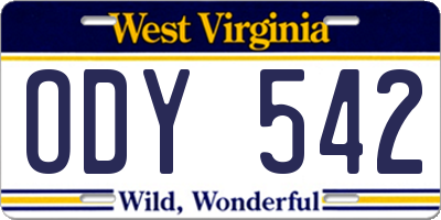 WV license plate ODY542
