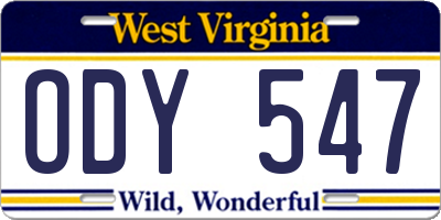 WV license plate ODY547
