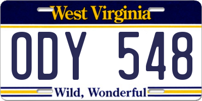 WV license plate ODY548