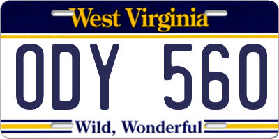 WV license plate ODY560