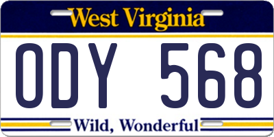 WV license plate ODY568