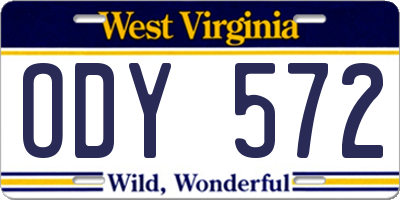 WV license plate ODY572