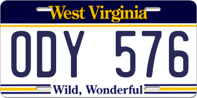 WV license plate ODY576