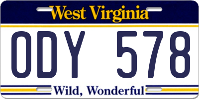 WV license plate ODY578