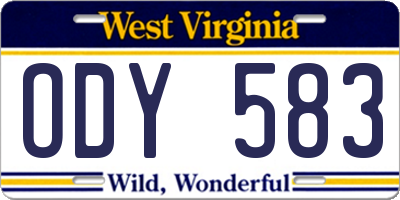 WV license plate ODY583