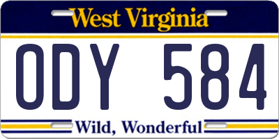 WV license plate ODY584