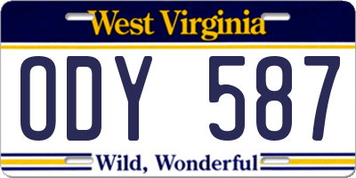 WV license plate ODY587