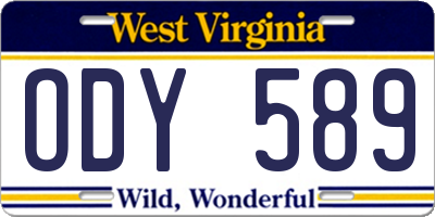 WV license plate ODY589