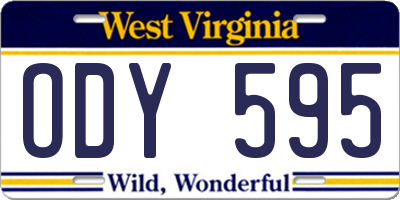 WV license plate ODY595