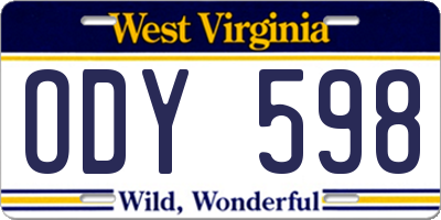 WV license plate ODY598