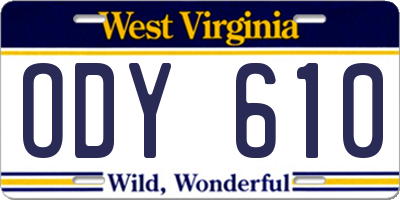 WV license plate ODY610