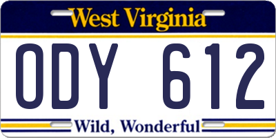 WV license plate ODY612