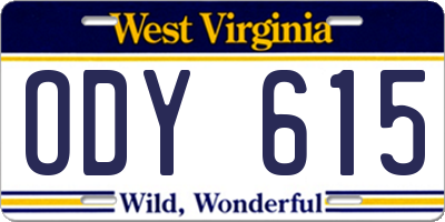 WV license plate ODY615