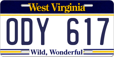 WV license plate ODY617