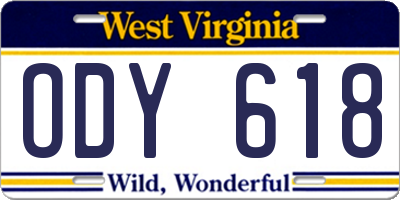 WV license plate ODY618