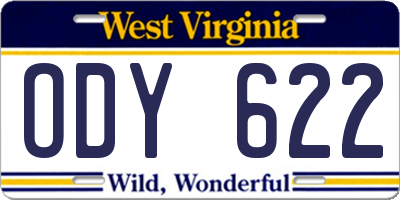 WV license plate ODY622