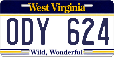 WV license plate ODY624