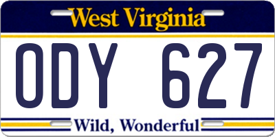 WV license plate ODY627
