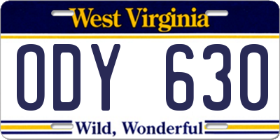 WV license plate ODY630