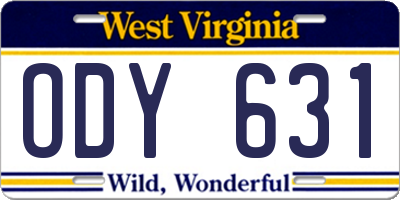 WV license plate ODY631