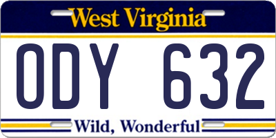 WV license plate ODY632