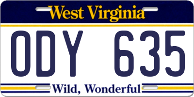 WV license plate ODY635