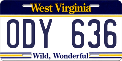 WV license plate ODY636