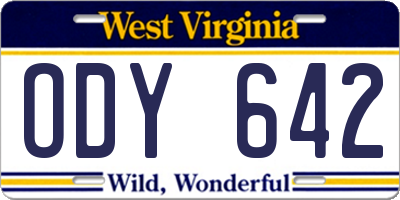 WV license plate ODY642