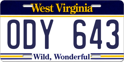 WV license plate ODY643