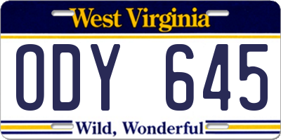 WV license plate ODY645