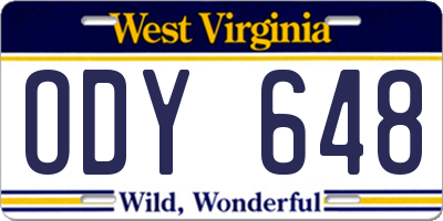 WV license plate ODY648