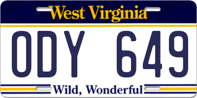 WV license plate ODY649
