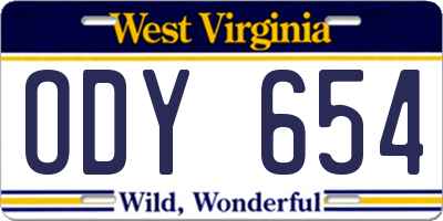 WV license plate ODY654