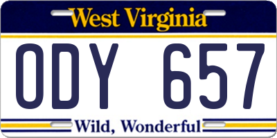 WV license plate ODY657