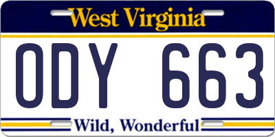 WV license plate ODY663