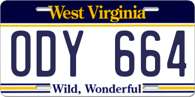 WV license plate ODY664
