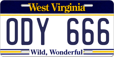 WV license plate ODY666