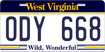 WV license plate ODY668