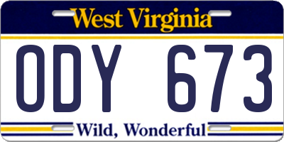 WV license plate ODY673