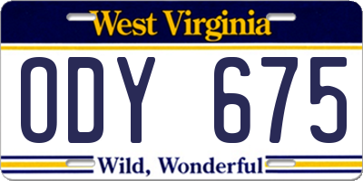 WV license plate ODY675