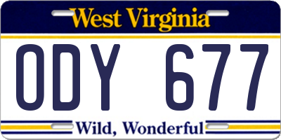 WV license plate ODY677