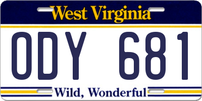 WV license plate ODY681