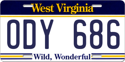 WV license plate ODY686