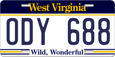 WV license plate ODY688