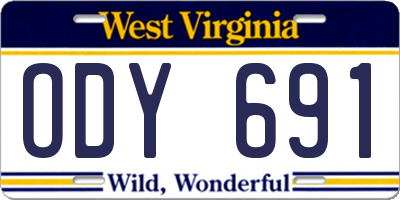 WV license plate ODY691