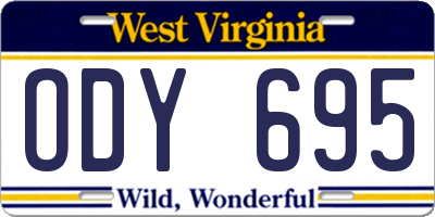 WV license plate ODY695